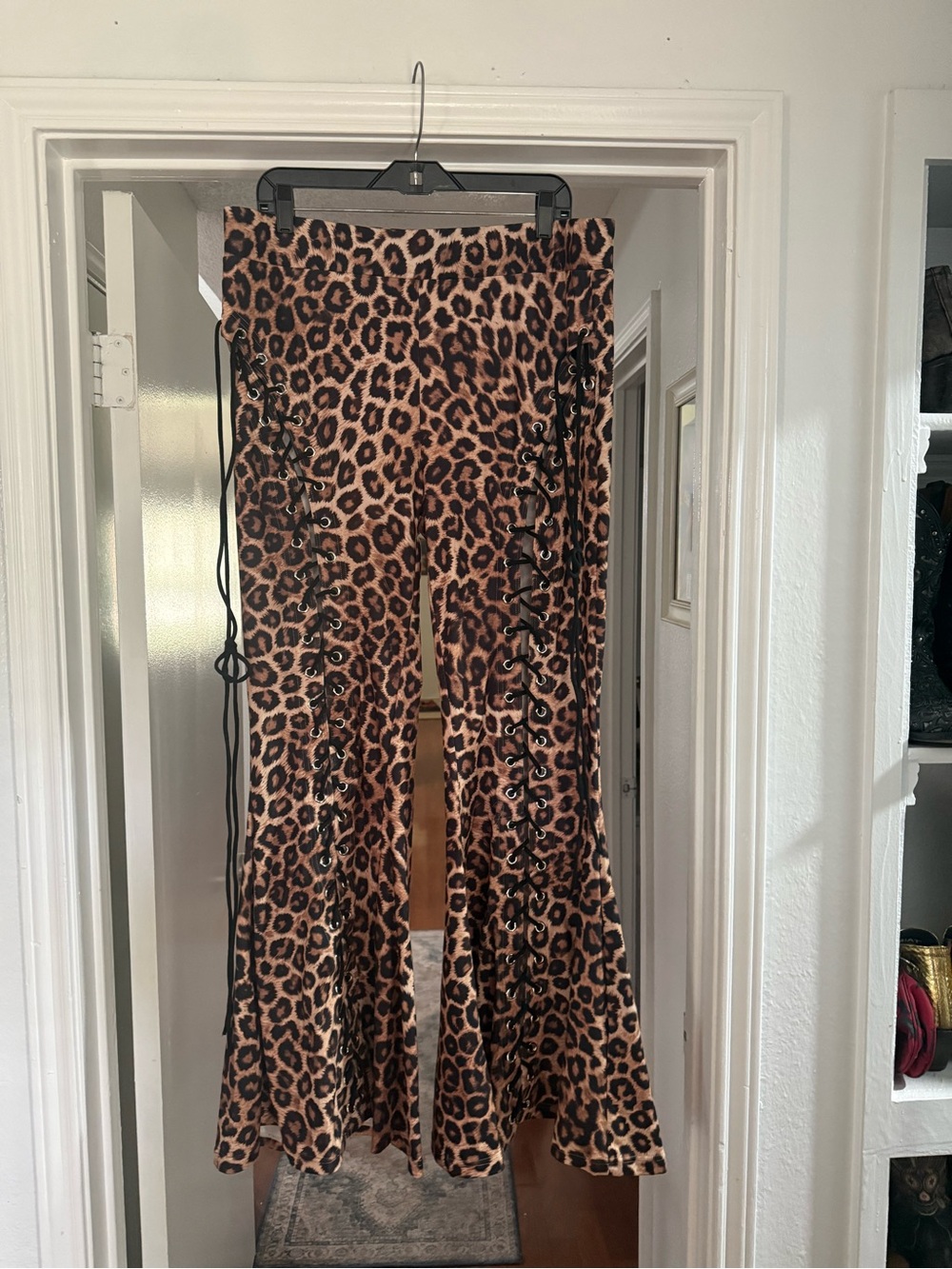 Forest Ink Leopard Lace-Up Flared Pants - Picture 6 of 6